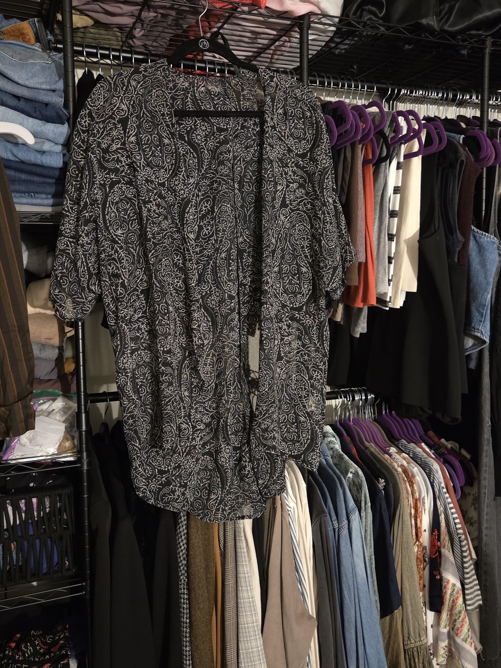 Black & White Paisley Tie-Front Women's Top